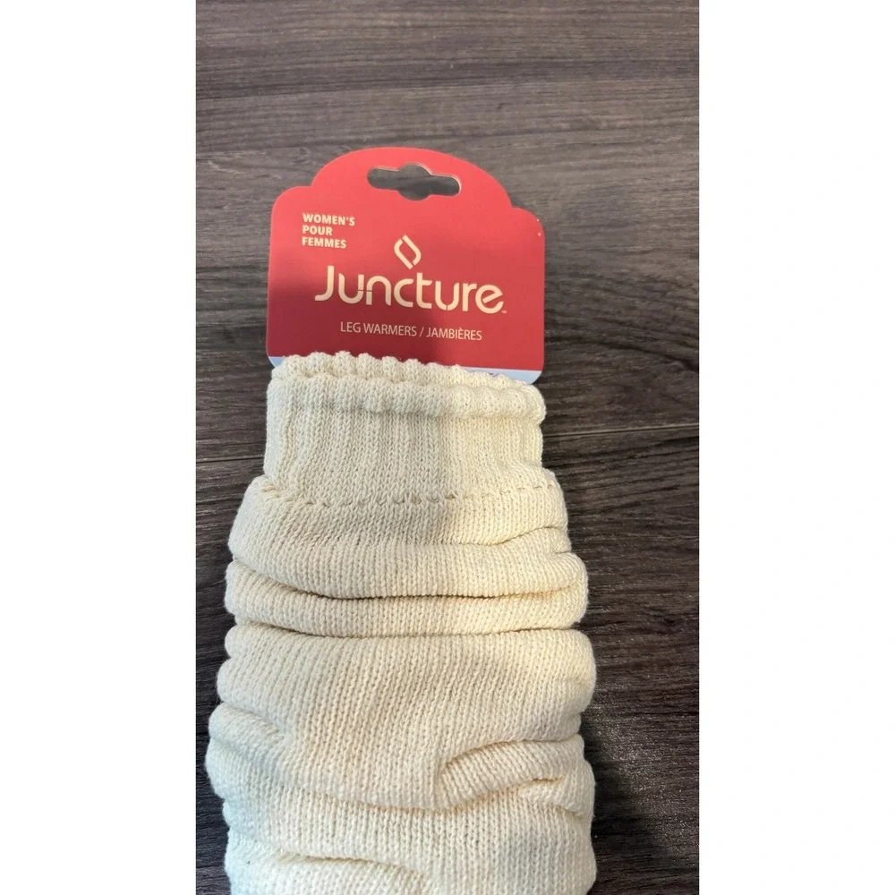 Juncture Womens Leg Warmers Cream Off White Ribbed Knit Slouchy One Size NWT